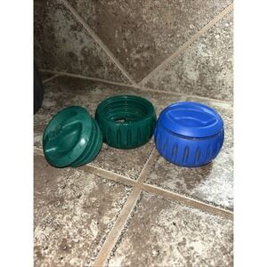 (2) USED Woof Pupsicle dog treat toys BLUE & GREEN Both Size Large